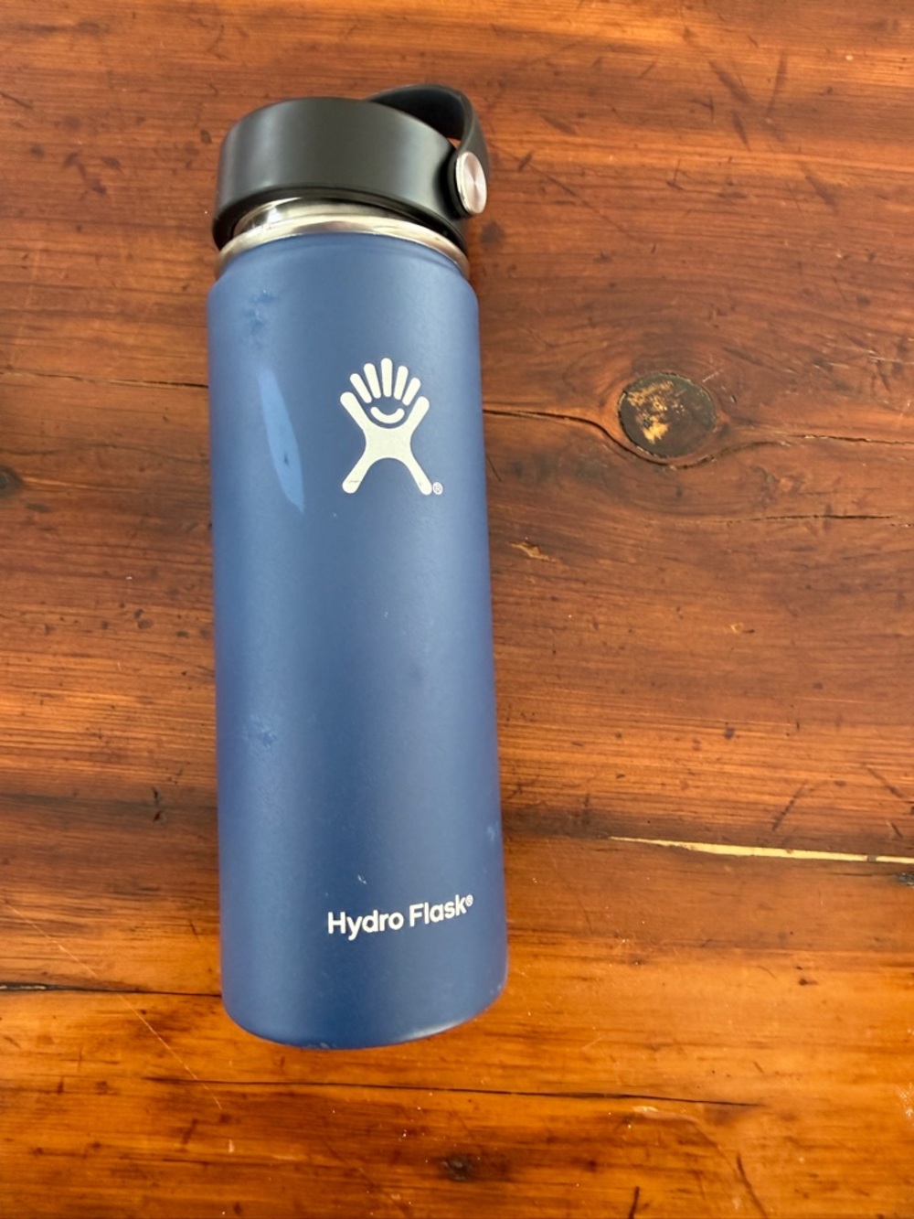 Hydro Flask Blue Stainless Water Bottle with Black Cap